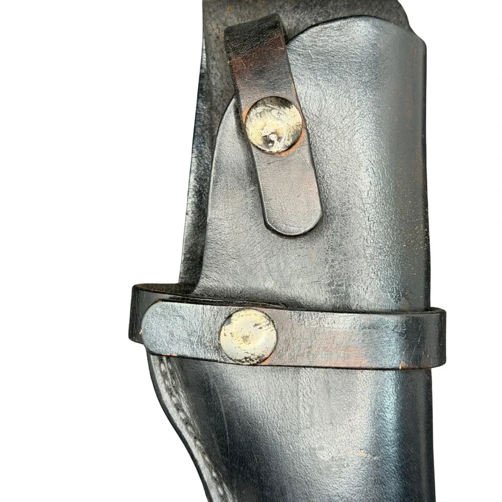 Bucheimer PFA-28 Vintage Black Leather Duty Holster with Snap Closure Right Hand